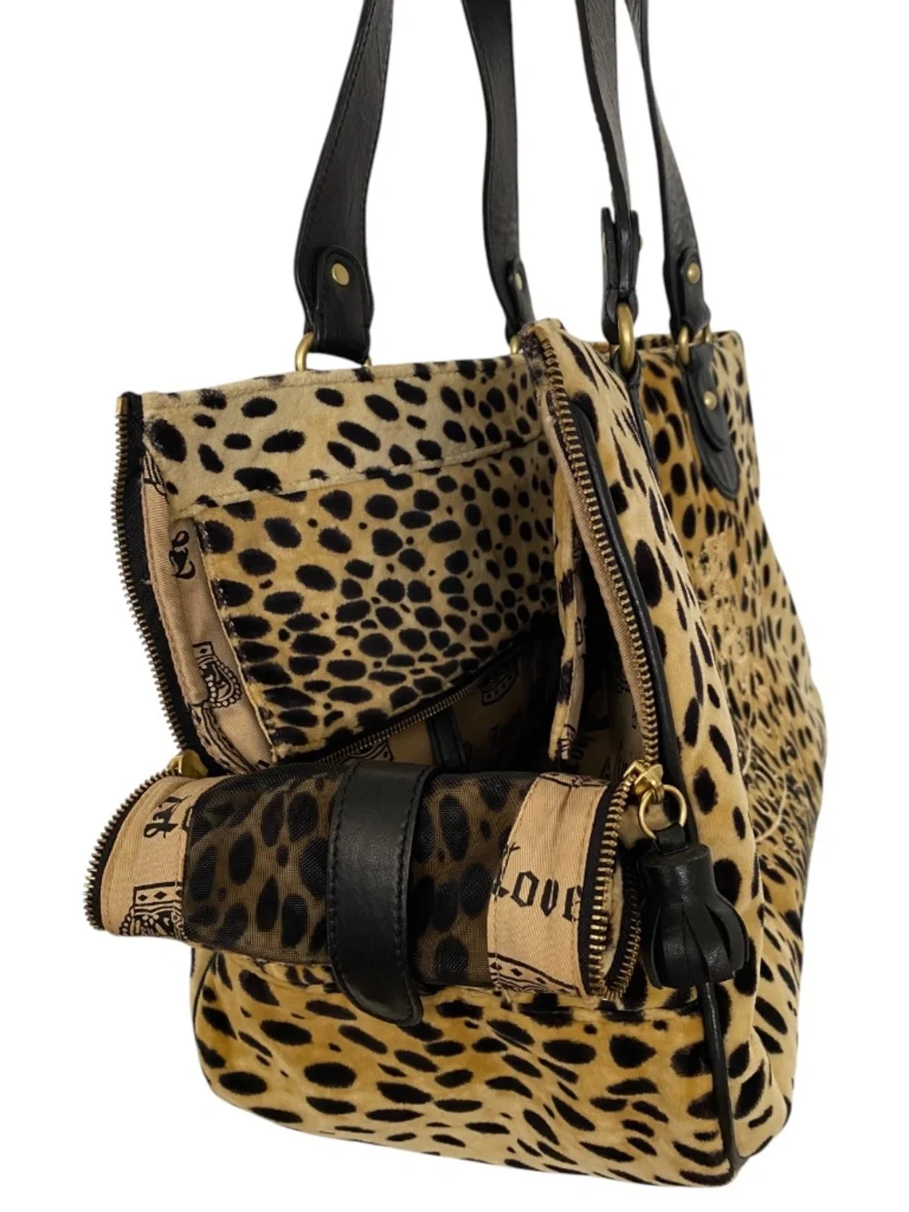 Vintage RARE Juicy Couture Cheetah Velour Pet Carrier Bag Y2K Doggy Couture